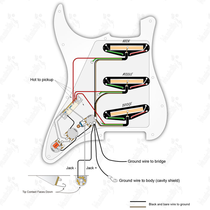Schéma de câblage du micro Musiclily Basic pour guitare Style Standard ST-HHH