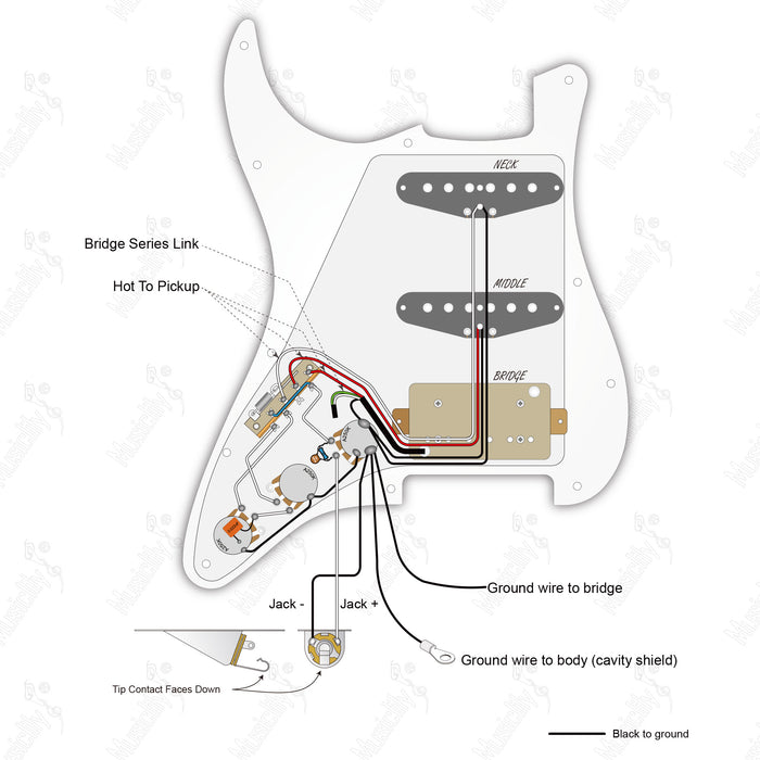 Standard ST-HSS (Kein Auto-Split) Amerikanischer Stil Mit Musiclily Basic Pickup Verdrahtungsdiagramm