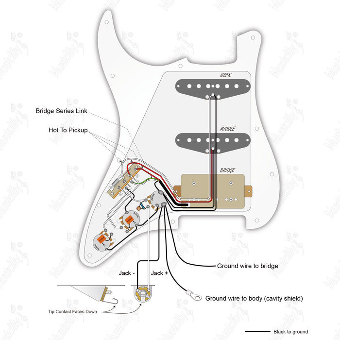 ST-HSS Amerikanischer Stil Auto Split Humbucker mit Musiclily Basic Pickup Verkabelungsdiagramm