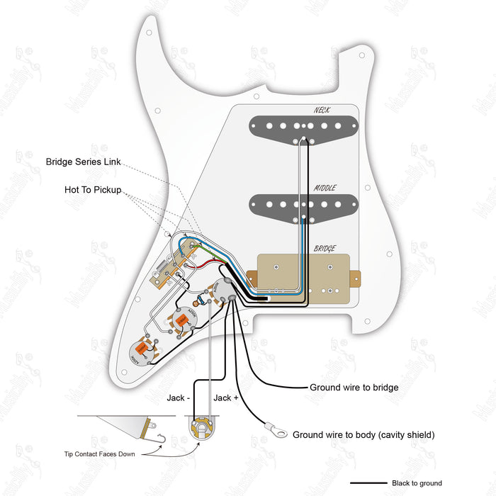 Schéma de câblage pour micro Musiclily Pro avec humbucker à double bobinage splittable de style américain ST-HSS
