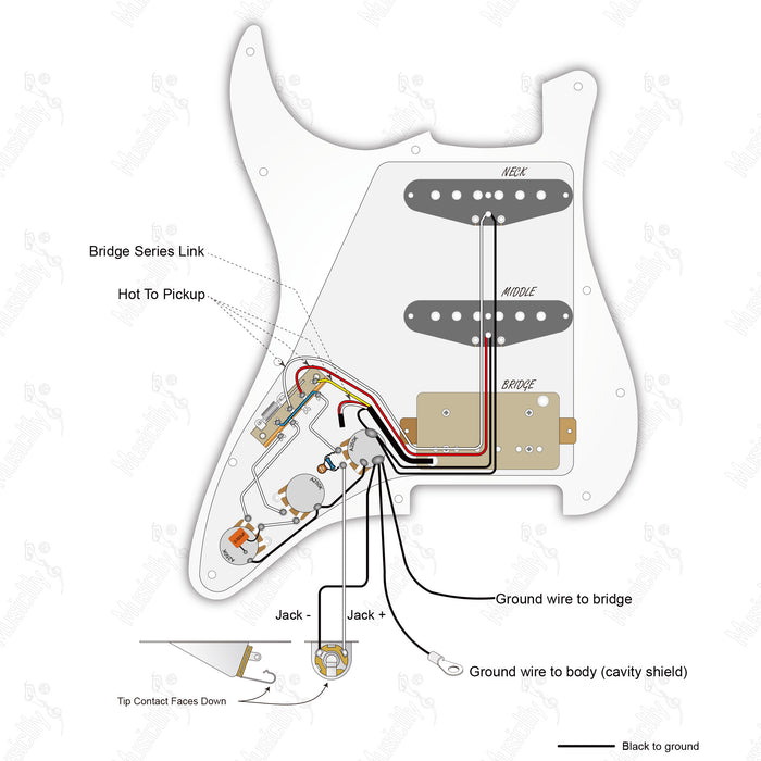 Standard ST-HSS (No Auto-Split) American Style With Wilkinson M Pickup (Type 1) Wiring Diagram