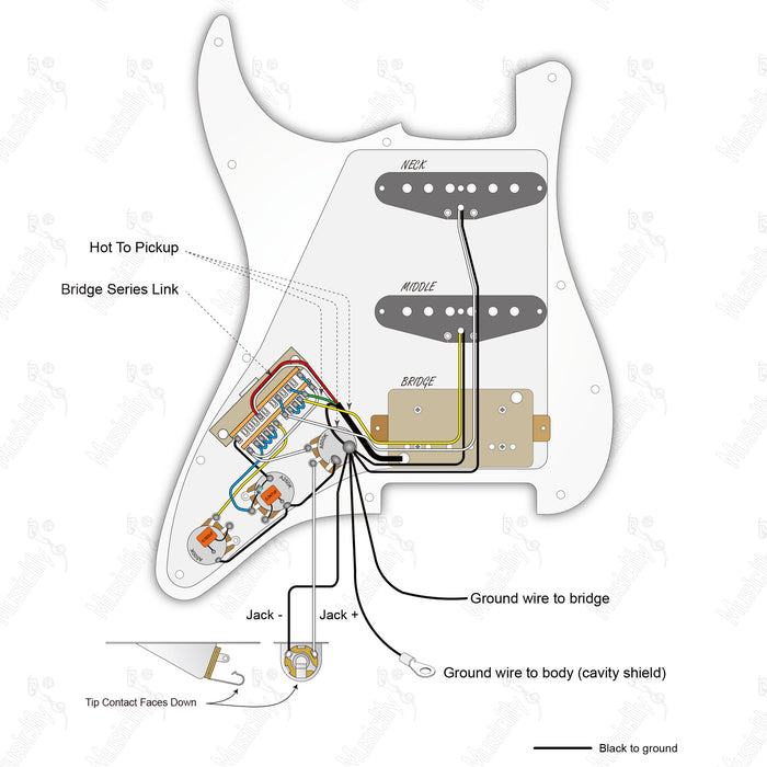 American Style ST-HSS With Musiclily Pro Pickup Auto-Split & Matched Load Wiring Diagram