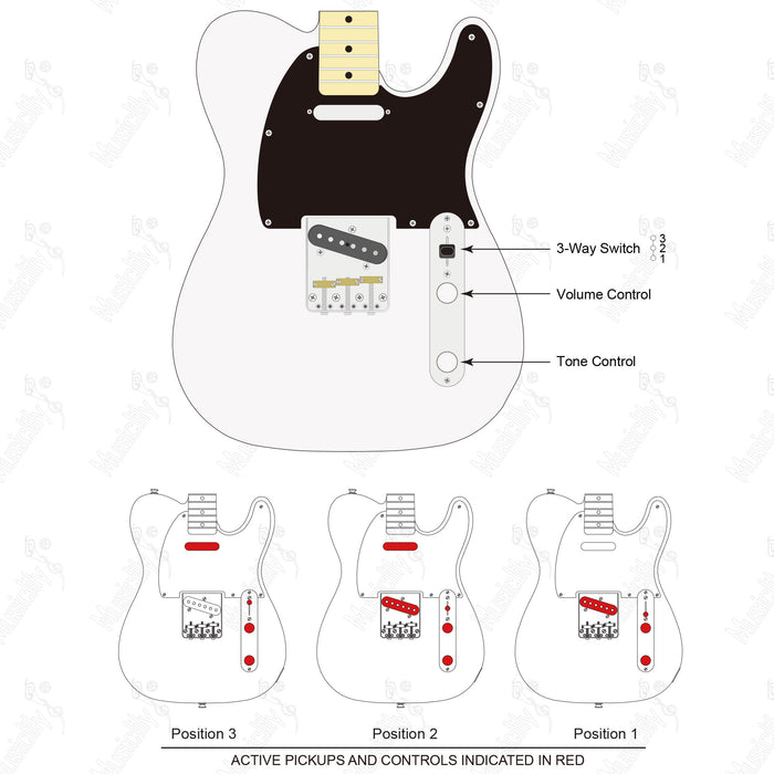 Stile Americano Standard Tele-SS Con Diagramma di Cablaggio Pickup Musiclily Basic