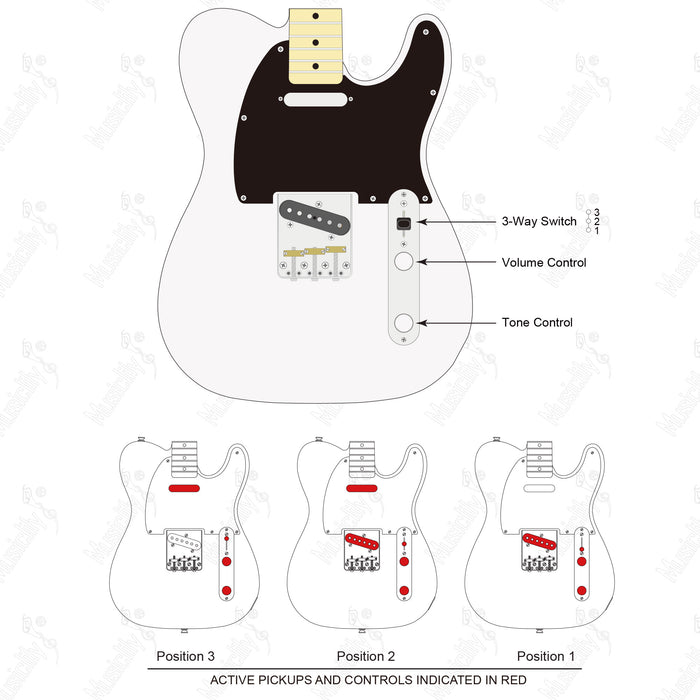 Chitarra Tele-SS in Stile Americano Standard con Schema di Cablaggio Pickup Musiclily Pro