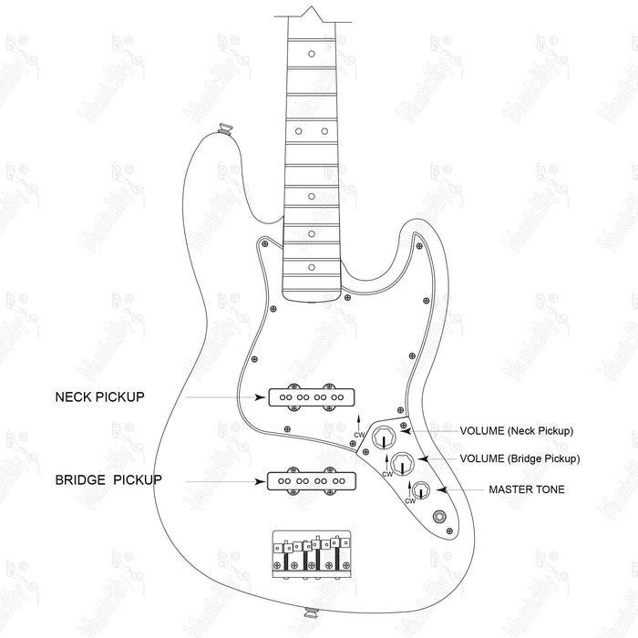 Padrão JB Estilo Americano Com Diagrama de Fiação do Captador Musiclily Pro