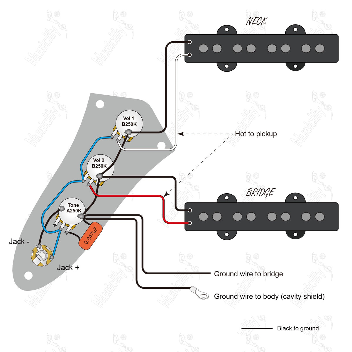 Standard JB Import Style With Artec Pickup Wiring Diagram - musiclily