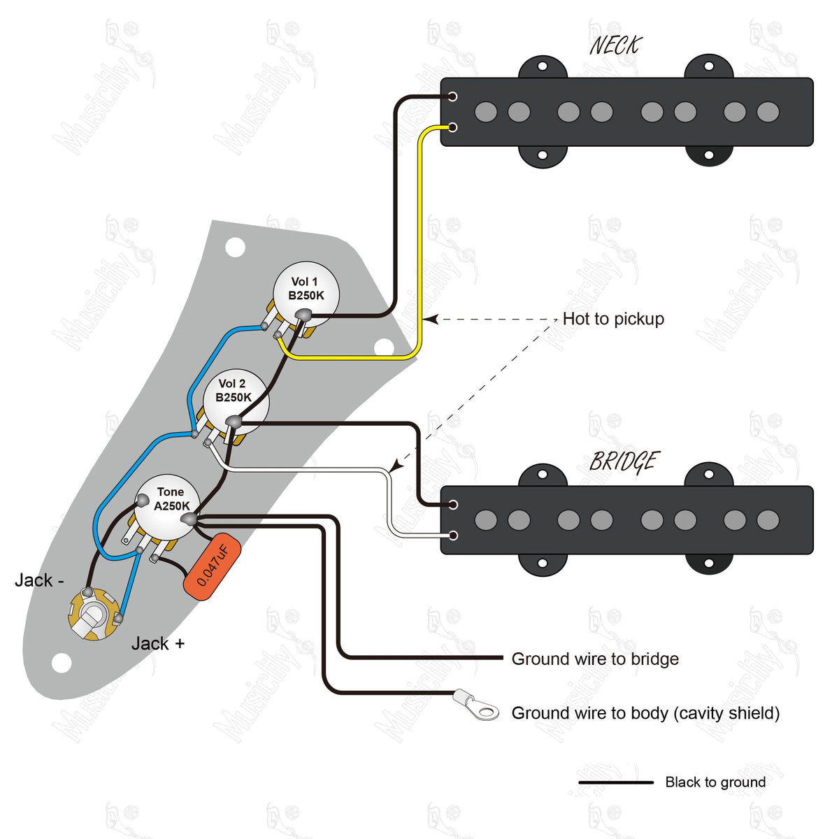Standard JB stile importazione con diagramma di cablaggio pickup ...