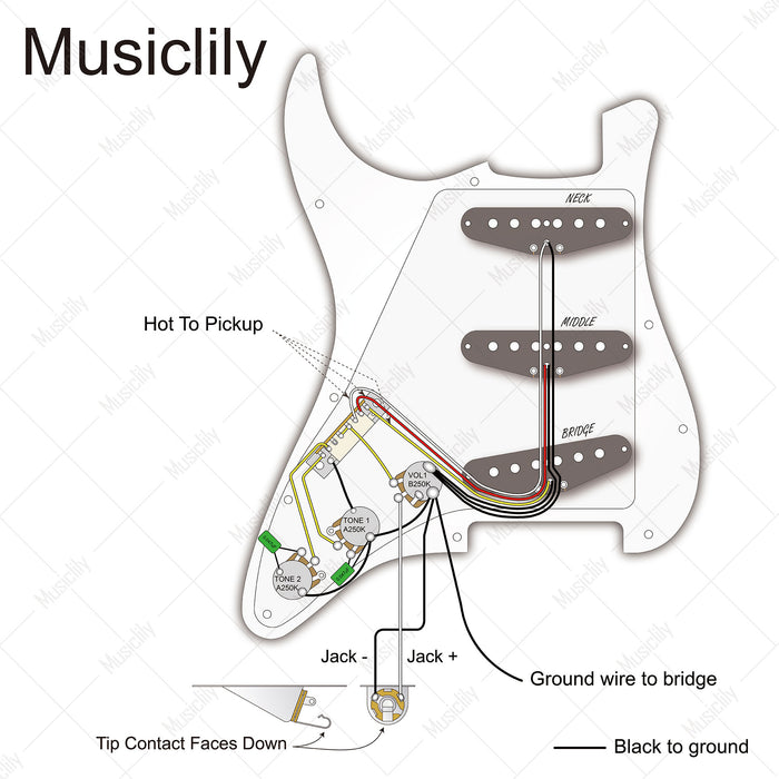Musiclily Basic Pre-wired Loaded Standard ST-SSS Pickguard with Ceramic Magnet Single Coil Pickups Set for Strat Style Electric Guitar