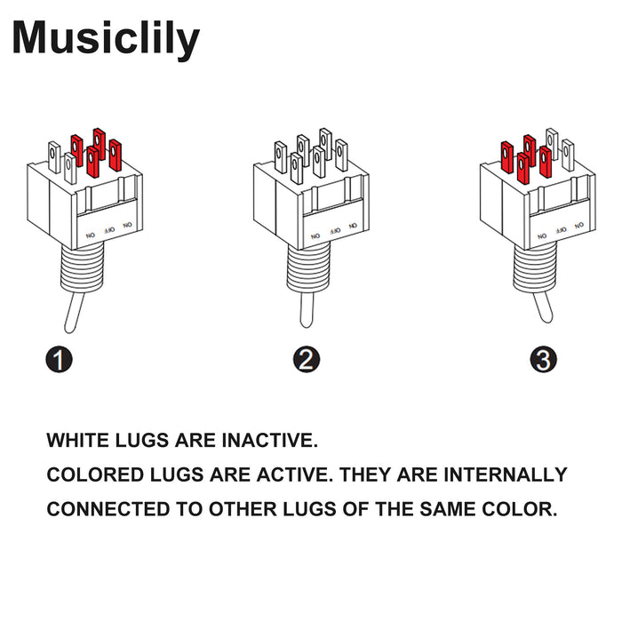 Musiclily Basic 3 Way SPDT Guitar Toggle Switch 6 Pin ON/OFF/ON Selector Mini