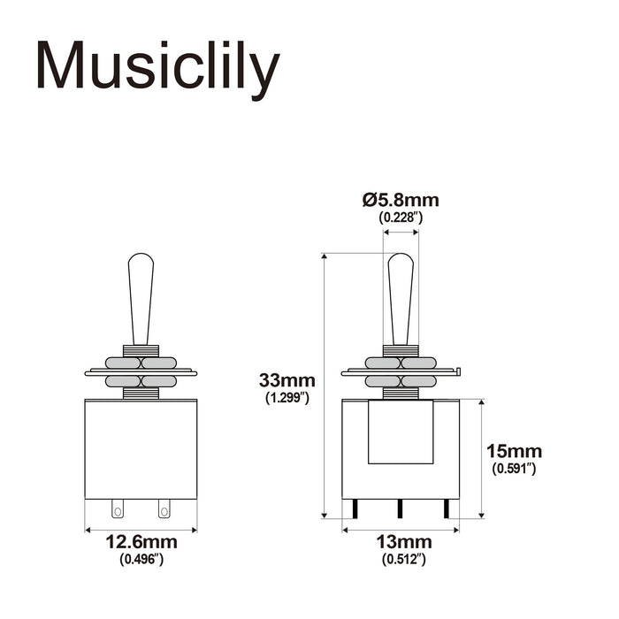 Musiclily Basic 3 Way SPDT Guitar Mini Toggle Switch M056 Instructions