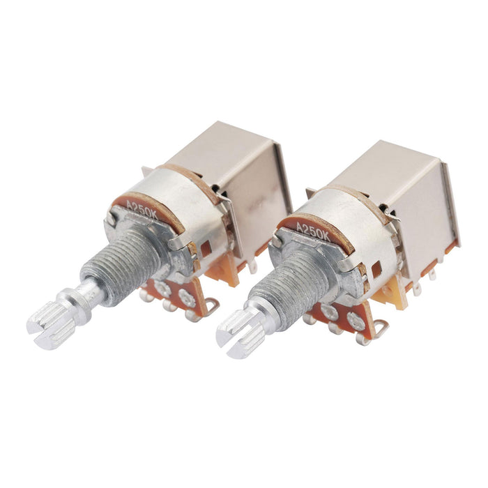 detail of musiclily basic 250k 500k metric coarse 18 spline split shaft pots push pull audio linear taper potentiometers for electric guitar bass m067 2