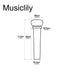 Dimensions of musiclily basic plastic acoustic guitar bridge pins m133 6p