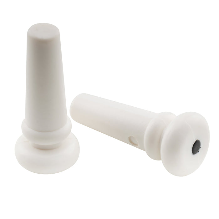 Musiclily Basic プラスチック製 アコースティックギター用エンドピン ブラック/ホワイトドット(2本セット)