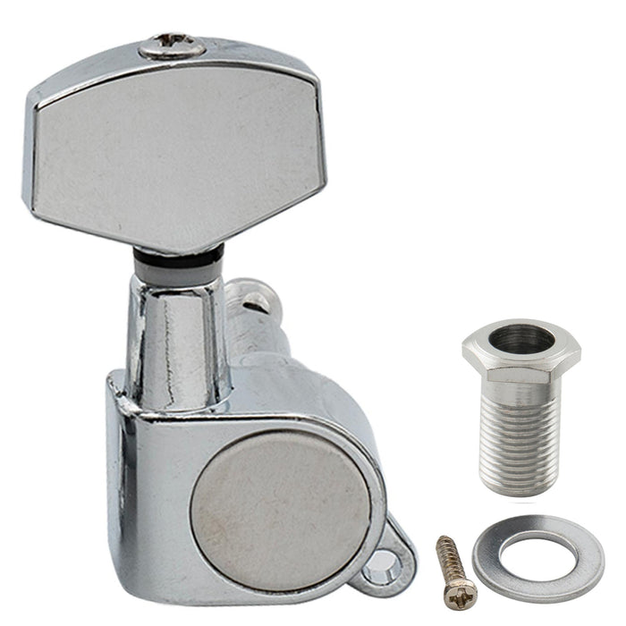 Musiclily Basic R15A Singolo Rapporto 15:1 Testata Macchina Intera Sigillata per Accordatura Lato Basso con Pulsante Esagonale Grande per Chitarra Acustica Elettrica