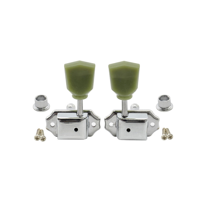 Musiclily Basic R15A 3R3L 15:1比率 半密閉ヴィンテージスタイルペグ チューナー ヘッド キー ケンタッキー型ボタン付き アコースティック/エレキギター用