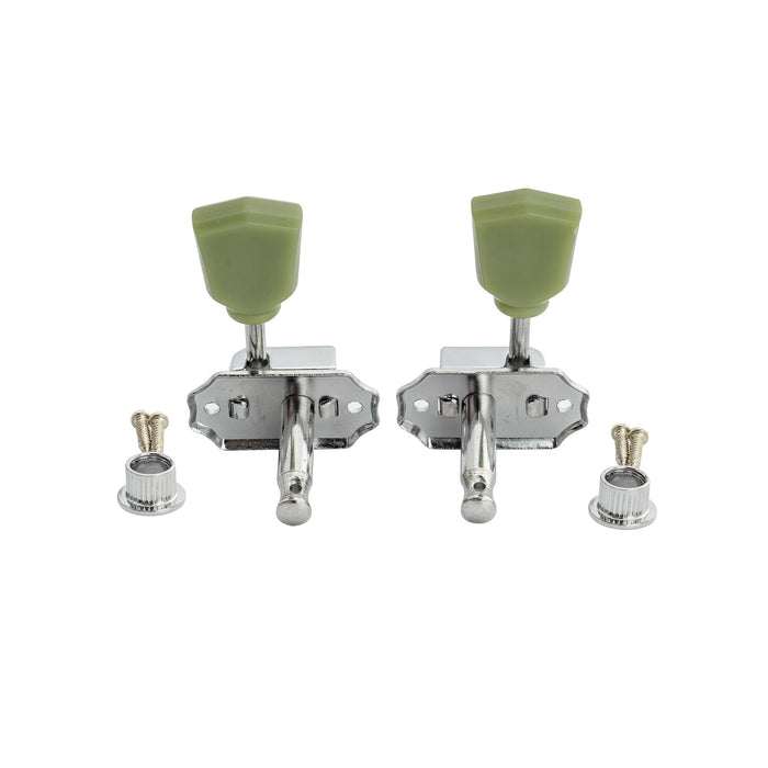 Musiclily Basic R15A 3R3L 15:1比率 半密閉ヴィンテージスタイルペグ チューナー ヘッド キー ケンタッキー型ボタン付き アコースティック/エレキギター用