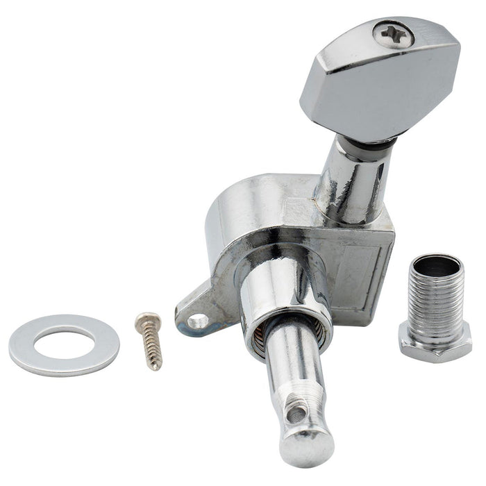 Musiclily Basic R15A Singolo Rapporto 15:1 Testata Macchina Intera Sigillata per Accordatura Lato Basso con Pulsante Esagonale per Chitarra Elettrica Stile Strat Tele