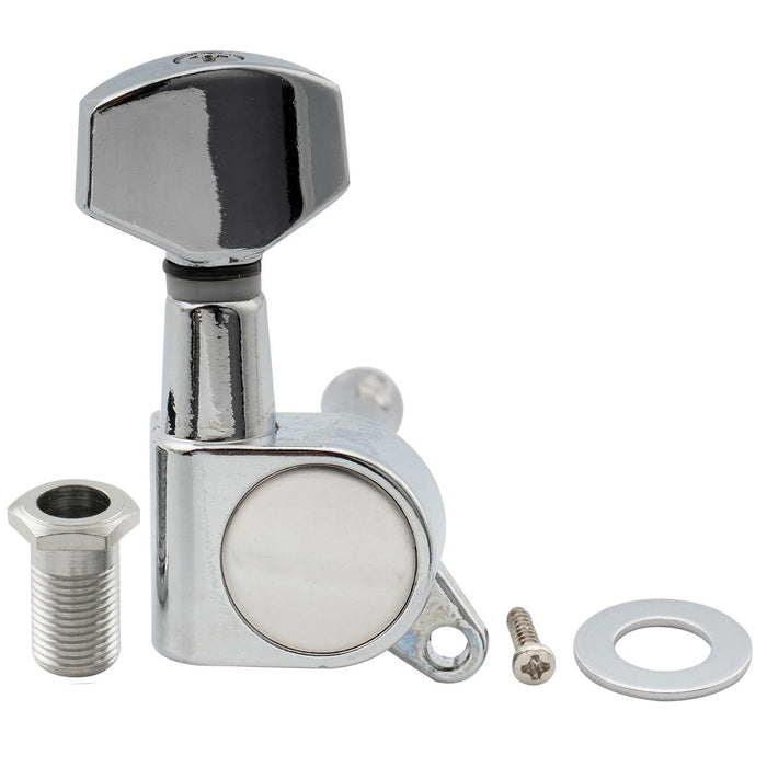 Musiclily Basic R15A Singolo Rapporto 15:1 Testata Macchina Intera Sigillata per Accordatura Lato Basso con Pulsante Esagonale per Chitarra Elettrica Stile Strat Tele