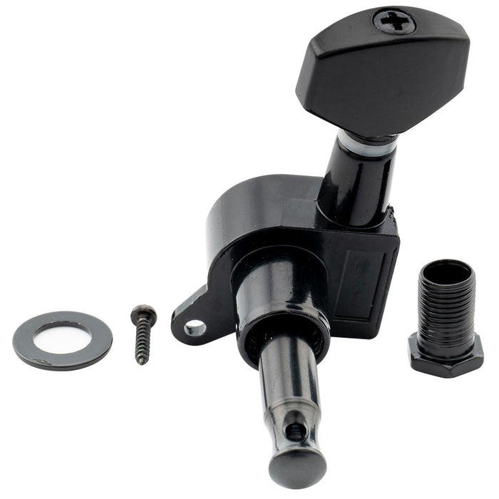 Musiclily Basic R15A Singolo Rapporto 15:1 Testata Macchina Intera Sigillata per Accordatura Lato Basso con Pulsante Esagonale per Chitarra Elettrica Stile Strat Tele