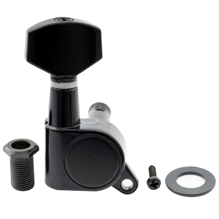 Musiclily Basic R15A Singolo Rapporto 15:1 Testata Macchina Intera Sigillata per Accordatura Lato Basso con Pulsante Esagonale per Chitarra Elettrica Stile Strat Tele