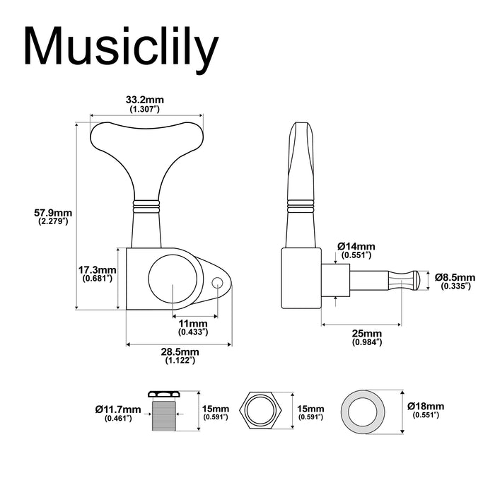 4-in-line Sealed Bass Tuners Tuning Pegs Keys Machine Heads Set for 4 String Electric Bass