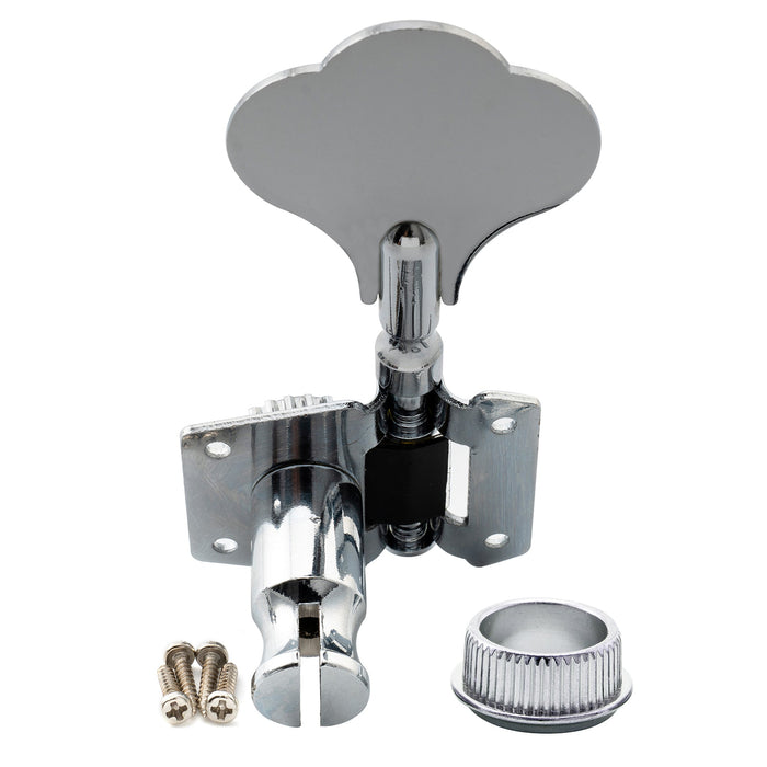 Musiclily Basic Singolo Rapporto 24:1 Testata Macchina a Ingranaggi Aperti Lato Basso con Pulsante a Quadrifoglio per Basso Elettrico Stile Ibanez