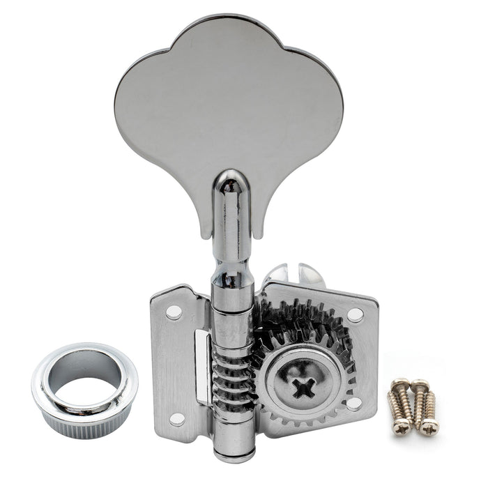 Musiclily Basic Singolo Rapporto 24:1 Testata Macchina a Ingranaggi Aperti Lato Basso con Pulsante a Quadrifoglio per Basso Elettrico Stile Ibanez