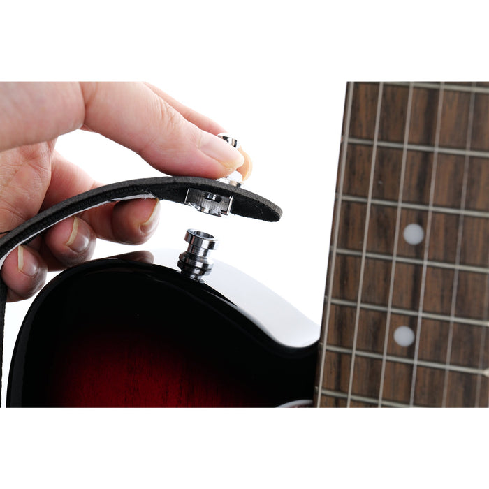 Musiclily Basic Metal Round Head Chiusure Cinghie e Bottone per Chitarra a Cinghia di Sicurezza Schaller-Style per Chitarra Elettrica, Acustica o Basso