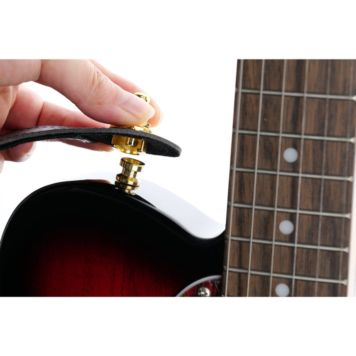 Musiclily Basic Metal Round Head Chiusure Cinghie e Bottone per Chitarra a Cinghia di Sicurezza Schaller-Style per Chitarra Elettrica, Acustica o Basso