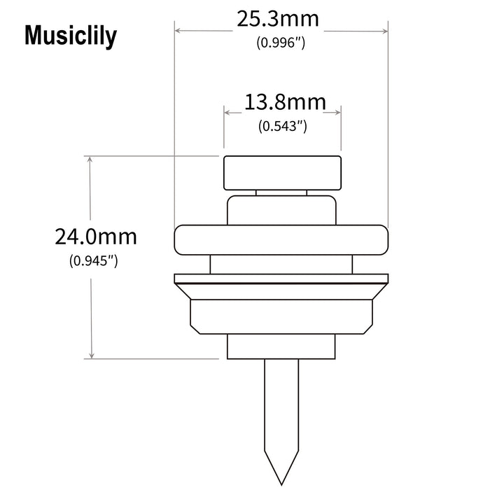 Dimensions of musiclily basic metal flat head guitar locking strap locks and buttons quick release security straplocks for electric acoustic guitar or bass m185 2p