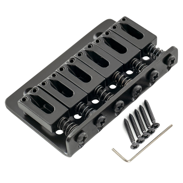 musiclily basic 52 5mm2 1 16 inch fixed hardtail saddle dual load guitar bridge for 6 string fender strat tele style electric guitar m207, black