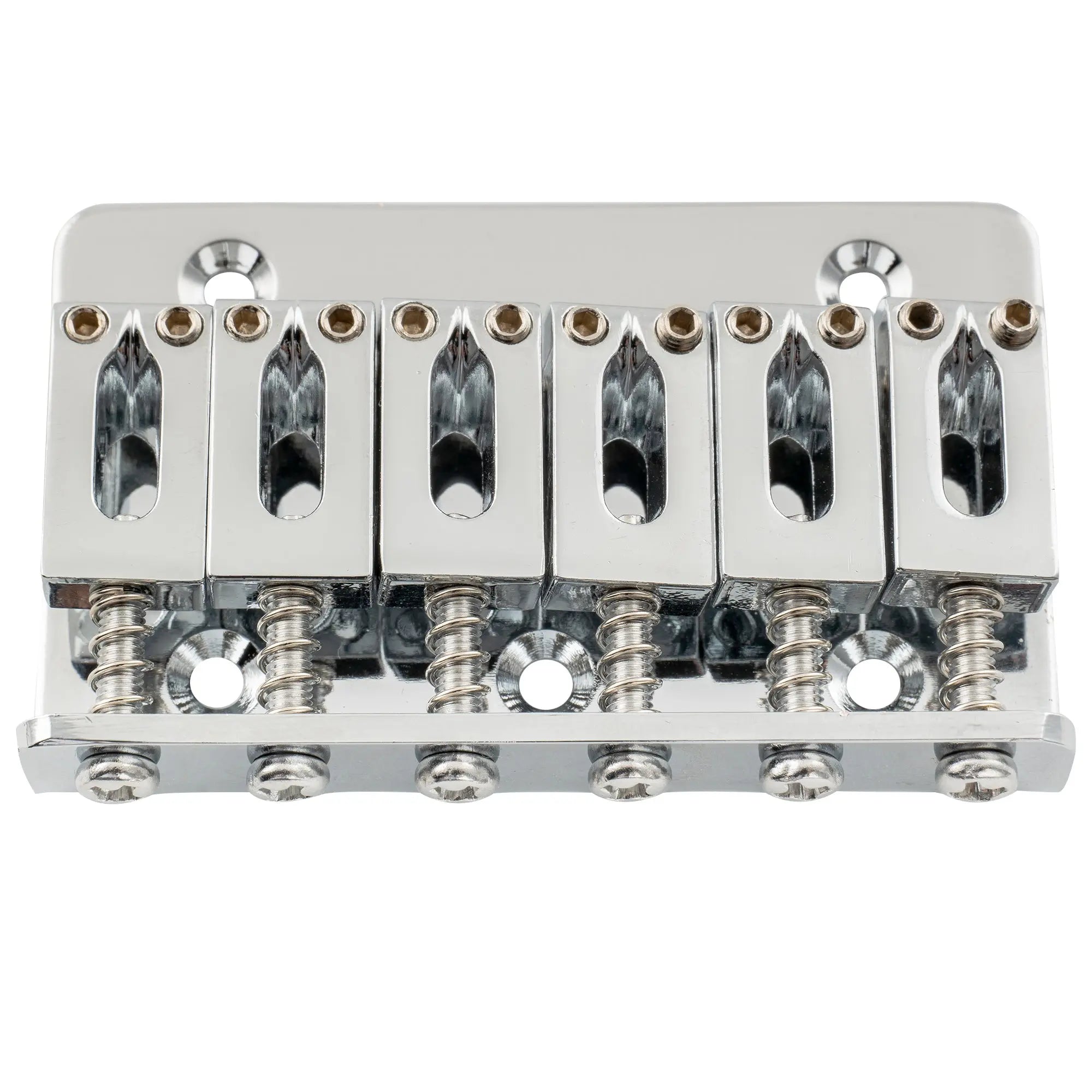 detail of musiclily basic 52 5mm2 1 16 inch fixed hardtail saddle dual load guitar bridge for 6 string fender strat tele style electric guitar m207