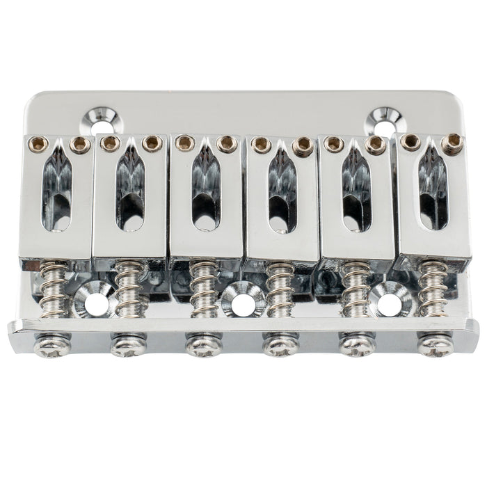 detail of musiclily basic 52 5mm2 1 16 inch fixed hardtail saddle dual load guitar bridge for 6 string fender strat tele style electric guitar m207