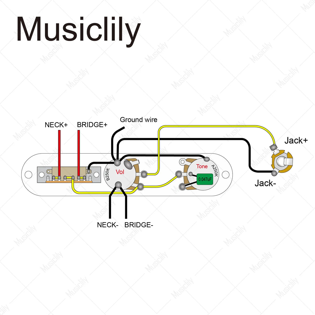 Musiclily Basic Prewired Loaded Tele Control Plate M210 Wiring Diagram ...