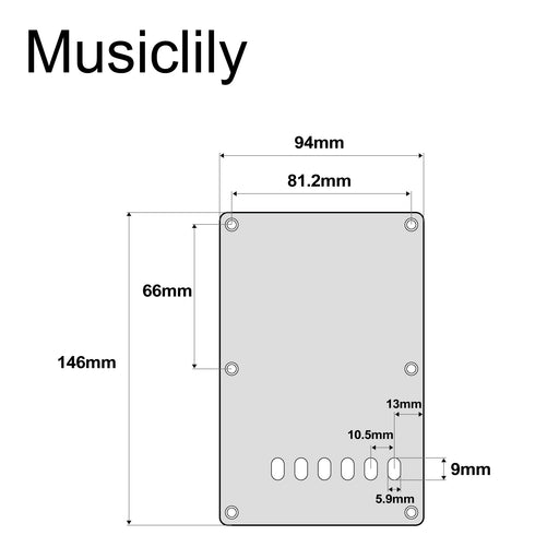 Dimensions of musiclily basic 6 hole guitar back plate for china made squier 1 3 4 ply m232p