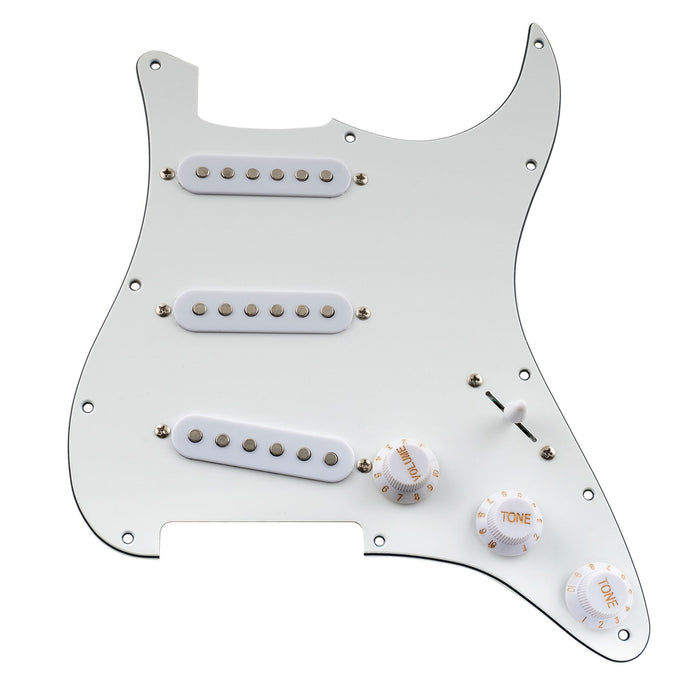 musiclily basic pre wired loaded standard st sss pickguard with ceramic magnet single coil pickups set for strat style electric guitar m276p