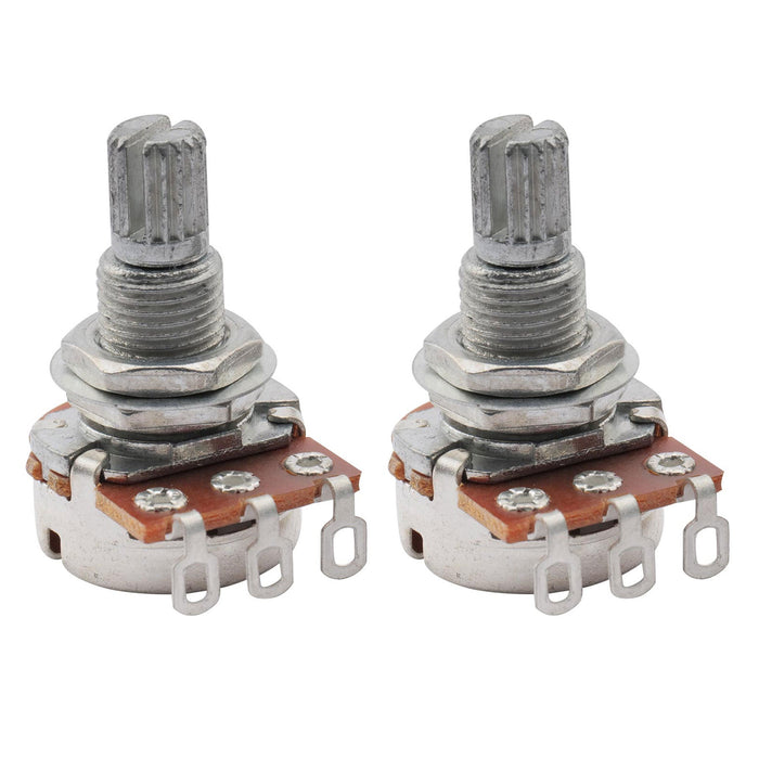 musiclily basic 250k mini metric coarse 18 spline split shaft pots audio linear taper potentiometers for electric guitar bass m282 2, 2 pcs