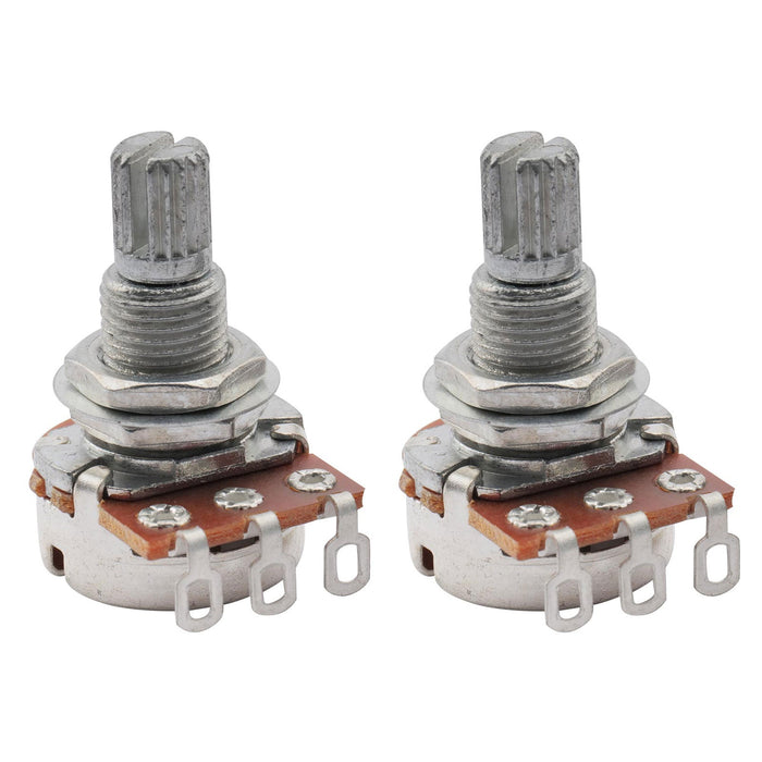 musiclily basic 500k mini metric coarse 18 spline split shaft pots audio linear taper potentiometers for electric guitar bass m284 2, 2 pcs