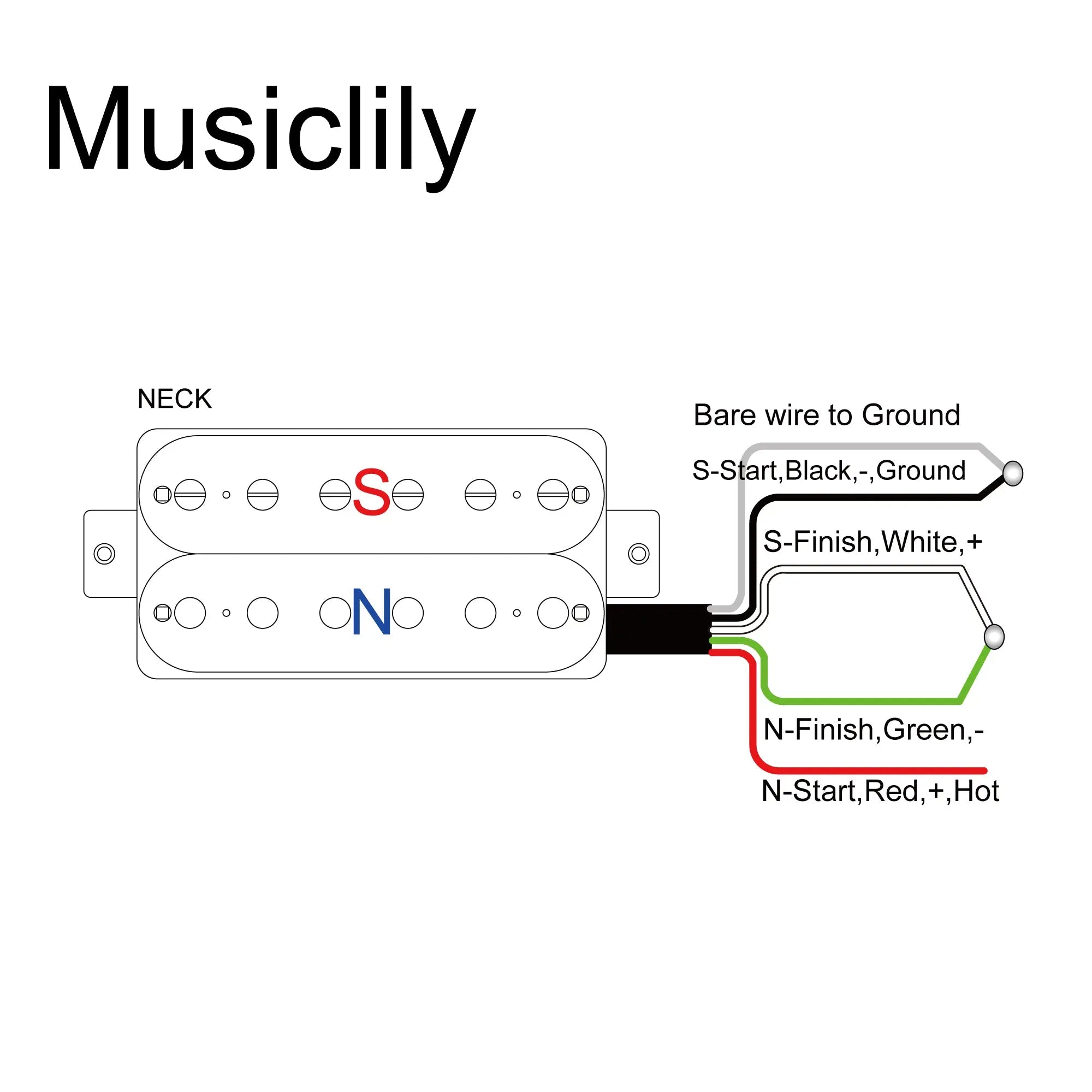 Size of musiclily basic 50mm ceramic humbucker neck pickup for electric guitar m433