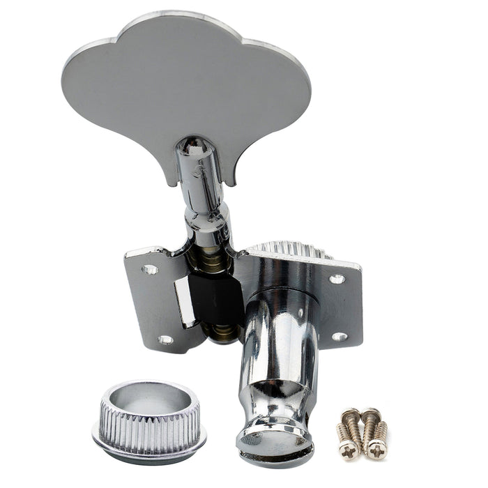 Musiclily Basic Singolo Rapporto 24:1 Testata Macchina a Ingranaggi Aperti Lato Treble con Pulsante a Quadrifoglio per Basso Elettrico Stile Ibanez