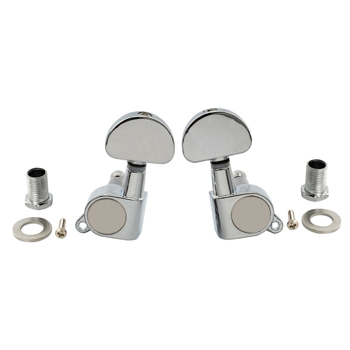 3R3L 15:1 Rapporto Testine Mchine Integrate Complete per Chiavi di Accordatura Chitarra Acustica/Elettrica 45 Gradi Viti Regolatori Tasti, Pulsanti Mezza Luna