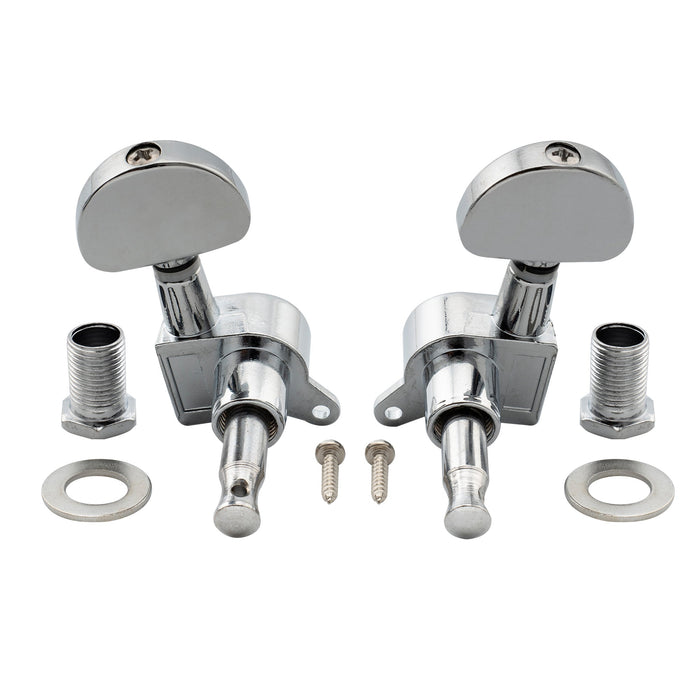 3R3L 15:1 Rapporto Testine Mchine Integrate Complete per Chiavi di Accordatura Chitarra Acustica/Elettrica 45 Gradi Viti Regolatori Tasti, Pulsanti Mezza Luna