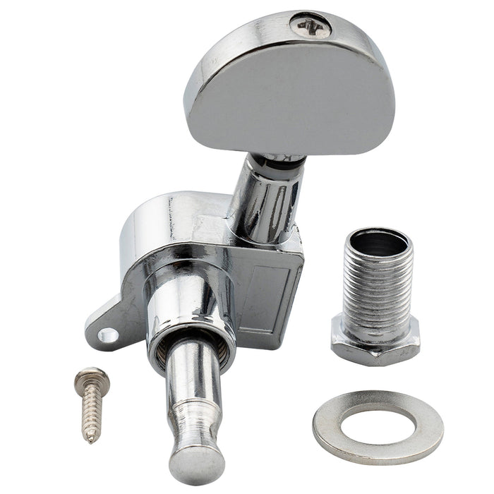 Musiclily Basic R15A Singolo Rapporto 15:1 Testata Macchina Intera Sigillata per Accordatura Lato Basso con Pulsante a Mezzaluna per Chitarra Acustica Elettrica