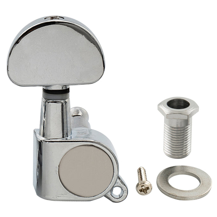 Musiclily Basic R15A Singolo Rapporto 15:1 Testata Macchina Intera Sigillata per Accordatura Lato Basso con Pulsante a Mezzaluna per Chitarra Acustica Elettrica