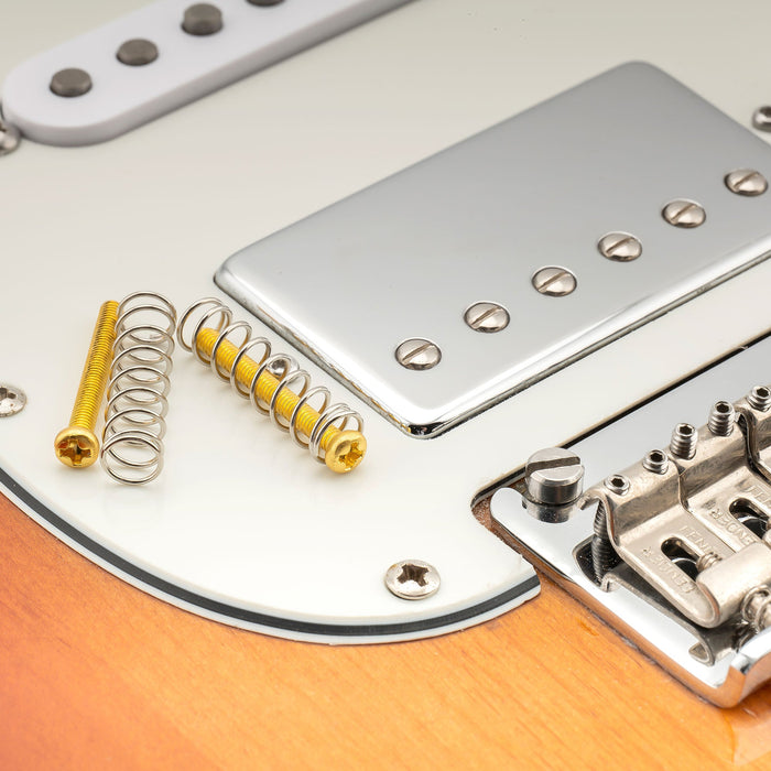 Musiclily Pro M3x25mm Pan Head Humbucker Pickup Mounting Screws and Steel Springs Set for Import Electric Guitar, Set of 6