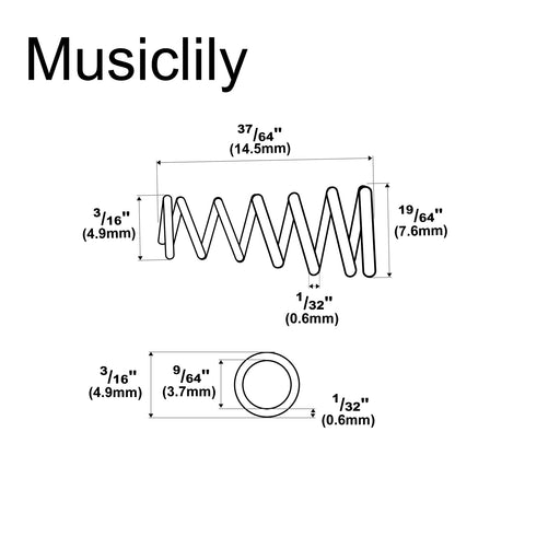 Dimensions of musiclily basic 14 5 4 9 7 6mm single coil pickup height adjustment conical style springs for electric guitar m563 20