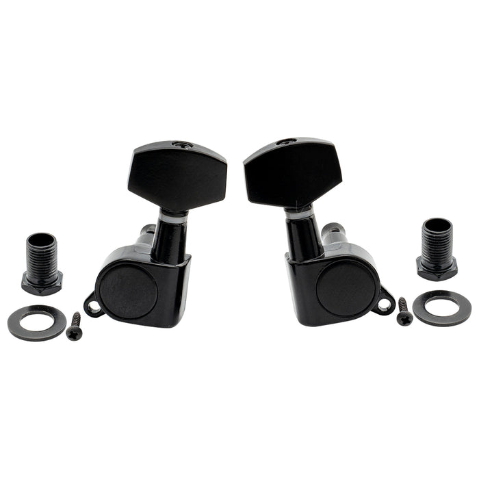 3R3L 15:1 Rapporto Testine Mucchio Completo Sigillato per Chiavi di Accordatura Chitarra Acustica/Elettrica 45 Gradi Viti Regolatori Punte, Grande Pulsante Esagono