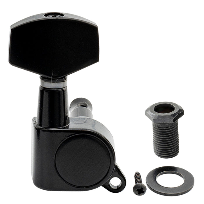 Musiclily Basic R15A Singolo Rapporto 15:1 Testata Macchina Intera Sigillata per Accordatura Lato Basso con Pulsante Esagonale Grande per Chitarra Acustica Elettrica