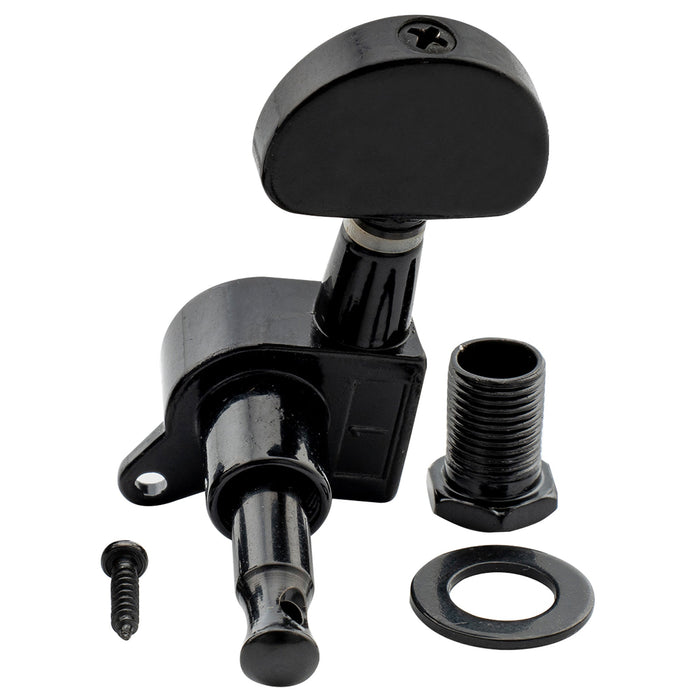 Musiclily Basic R15A Singolo Rapporto 15:1 Testata Macchina Intera Sigillata per Accordatura Lato Basso con Pulsante a Mezzaluna per Chitarra Acustica Elettrica