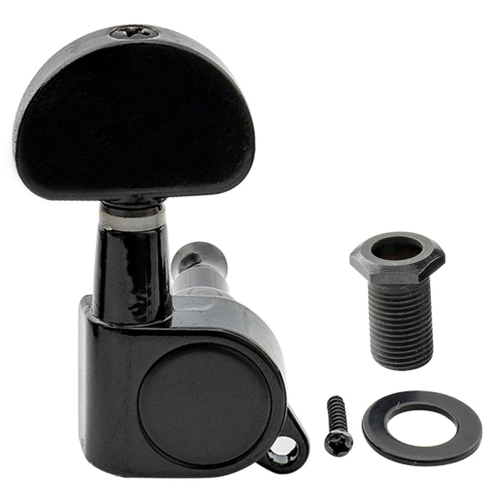 Musiclily Basic R15A Singolo Rapporto 15:1 Testata Macchina Intera Sigillata per Accordatura Lato Basso con Pulsante a Mezzaluna per Chitarra Acustica Elettrica